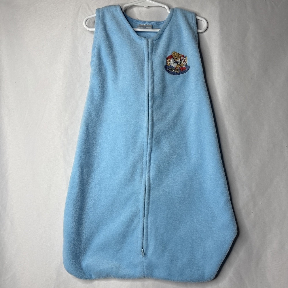 Vintage Blue Jean Teddy Sleepsack Springs Industries Flannel OS Wearable Blanket